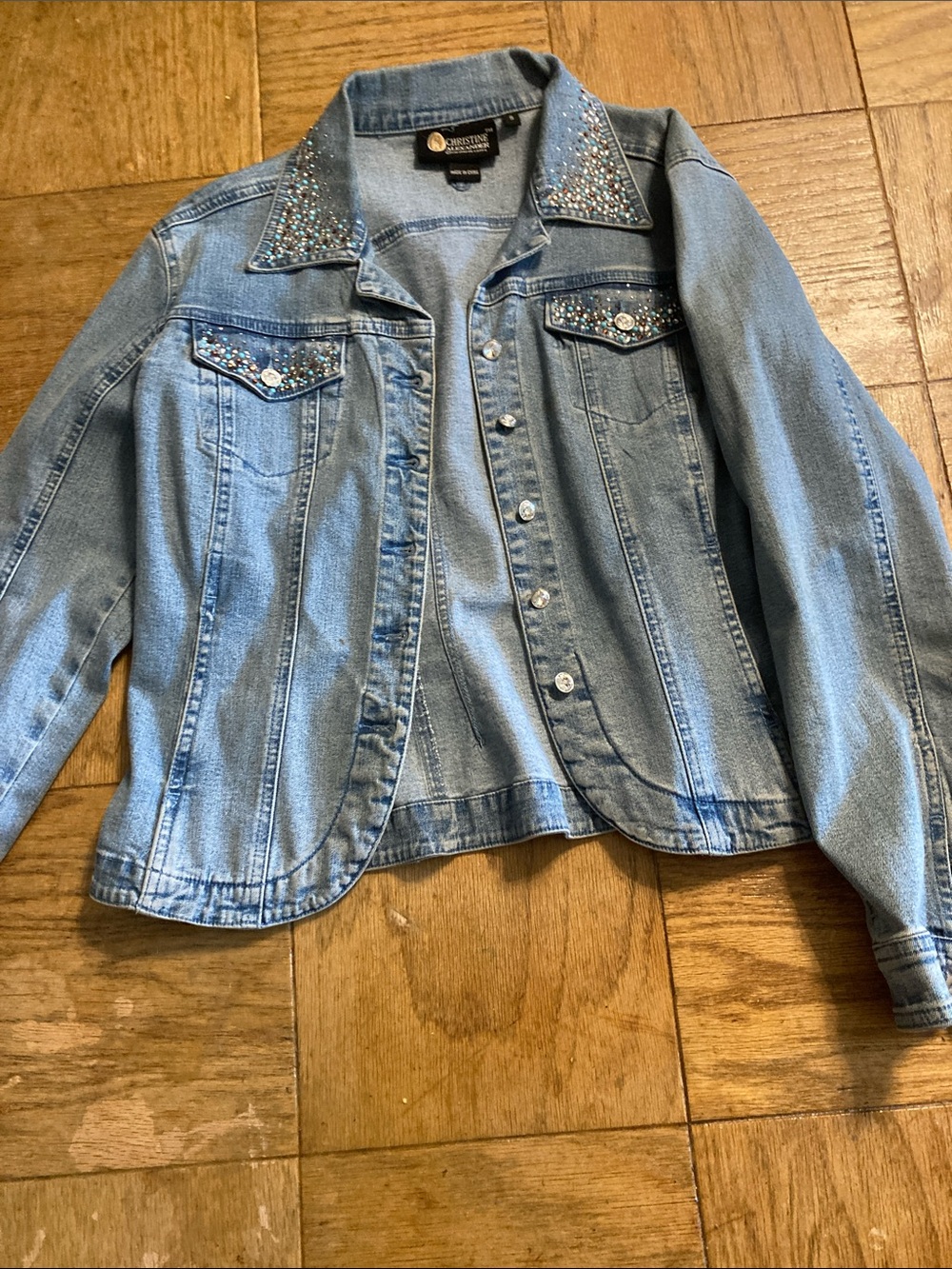 Embellished Light Blue Denim Jacket - Women's